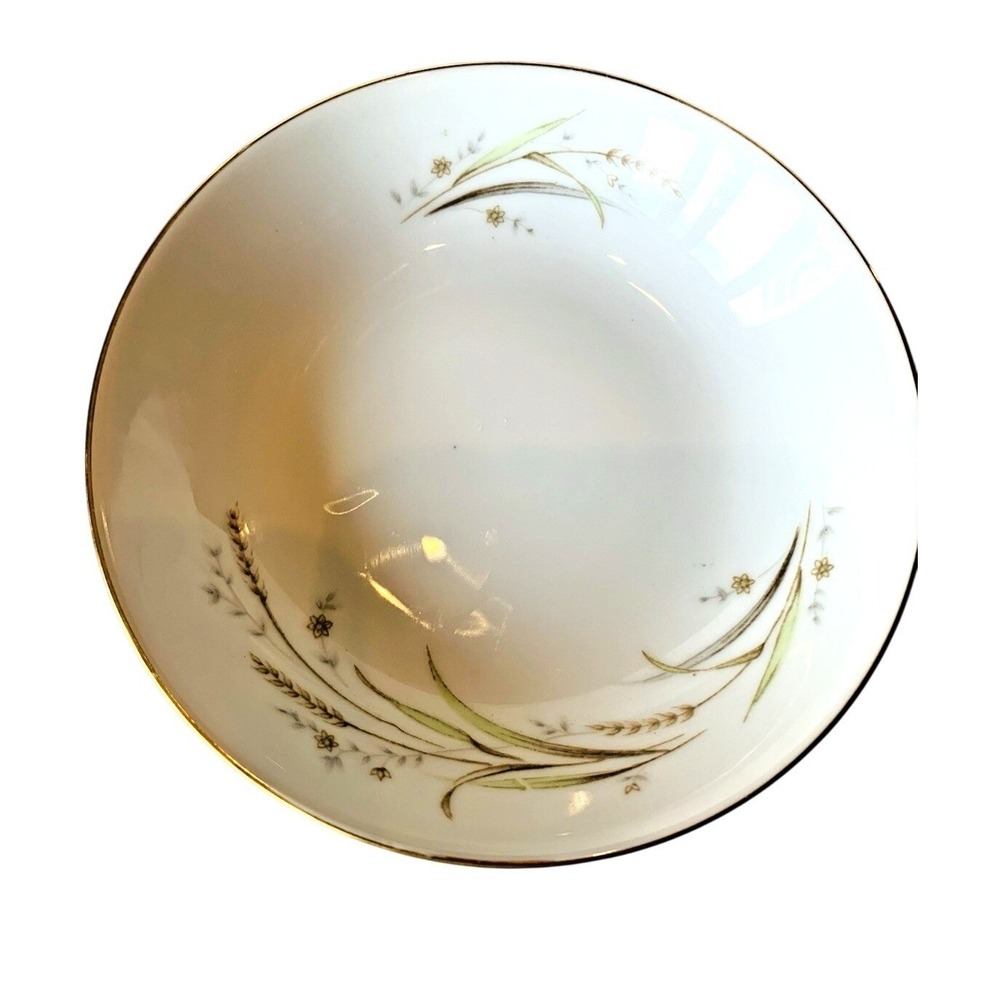 Golden Harvest Fine China Fruit Bowl Japan Wheat Floral Gold Rim 5.5 Inch